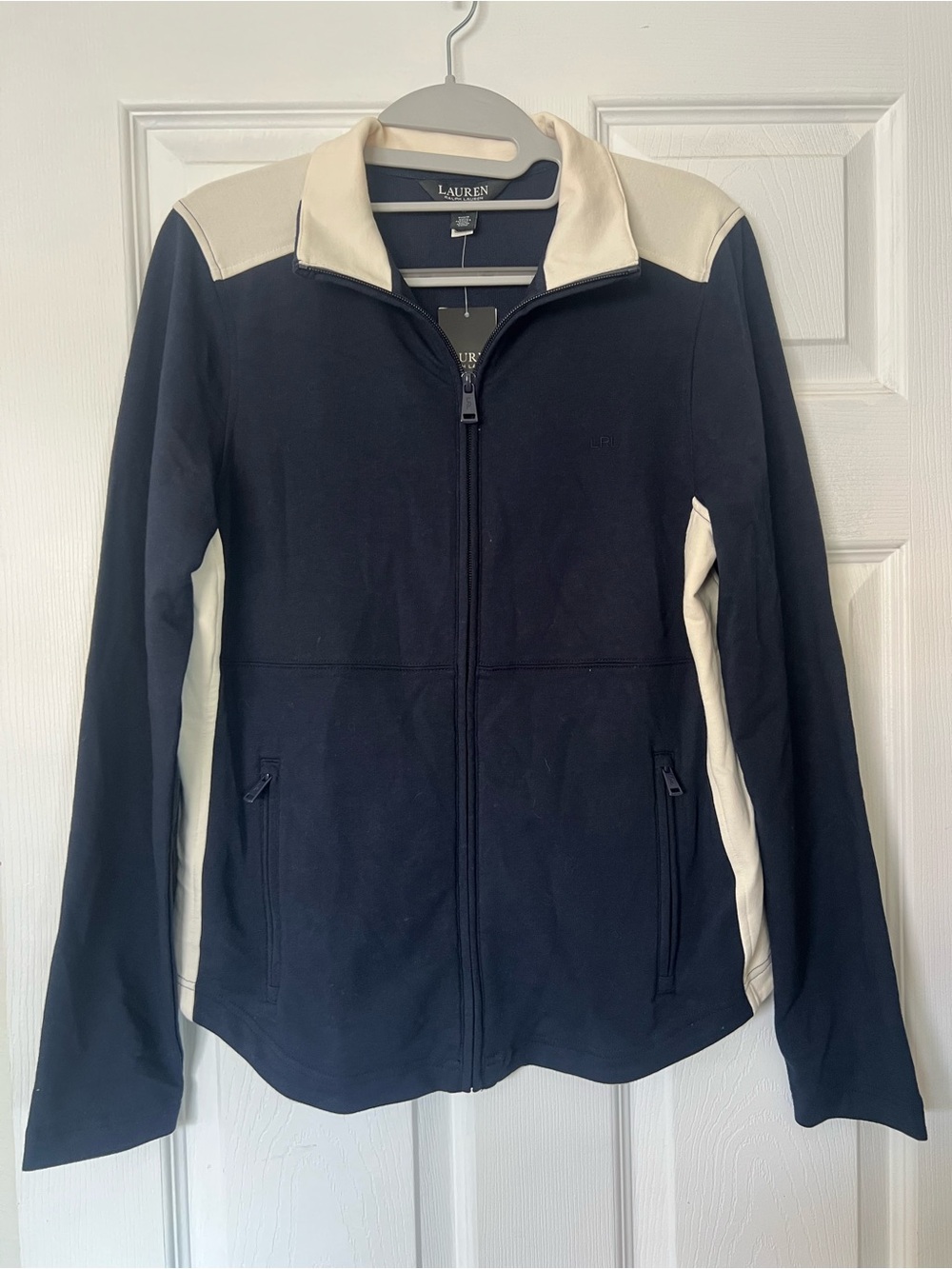 Lauren Ralph Lauren Navy and Cream Zip Utility Jacket